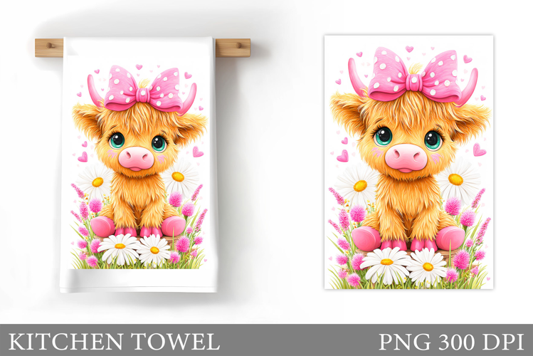Cute Cow Kitchen Towel Design. Cow Cow Sublimation