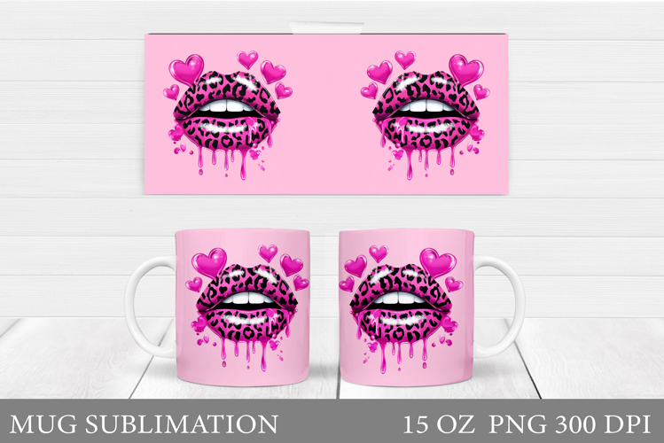 Lips Mug Wrap Design. Valentine Mug Sublimation