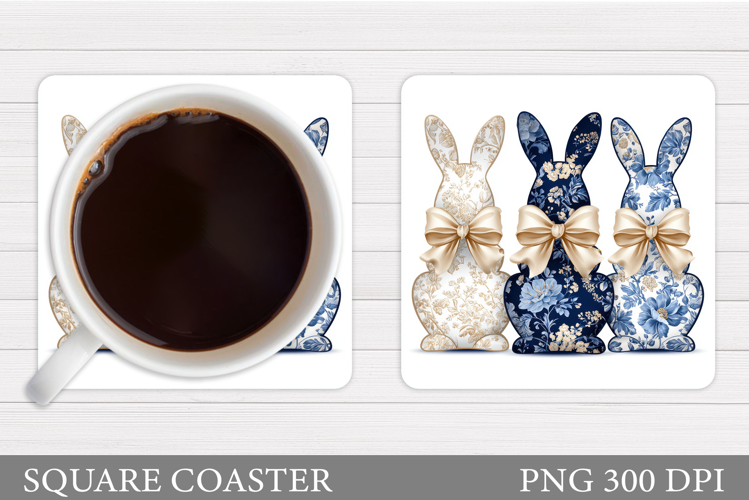 Floral Bunny Coaster. Spring Bunny Coaster Sublimation