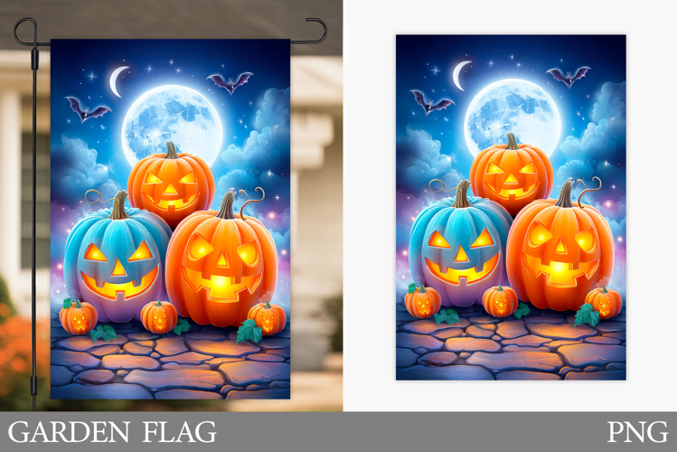 Halloween Garden Flag Design. Halloween Pumpkin Garden Flag