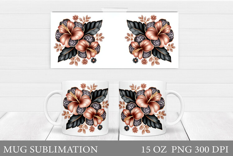 Floral Mug Wrap Design. Flowers Mug Sublimation example image 1