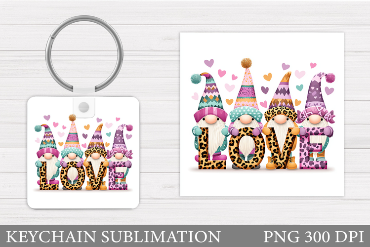 Valentines Gnome Keychain. Valentines Keychain Design