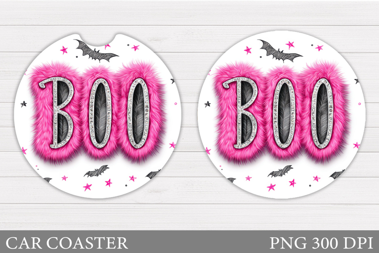 Boo Car Coaster Design. Halloween Car Coaster Sublimation example image 1