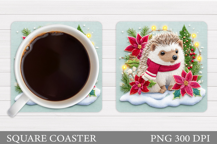 Christmas Hedgehog Coaster. Christmas Coaster Sublimation