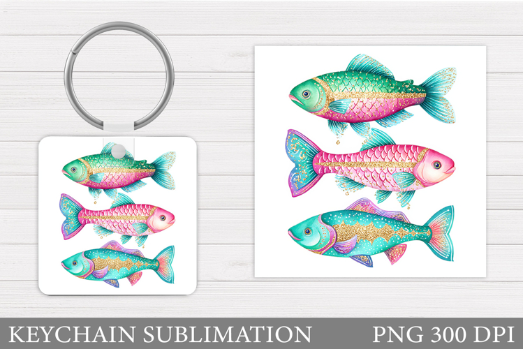 Fish Keychain Sublimation. Sea Keychain Design