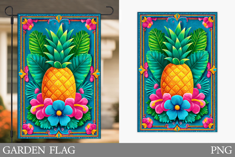 Pineapple Garden Flag Design. Summer Garden Flag Sublimation