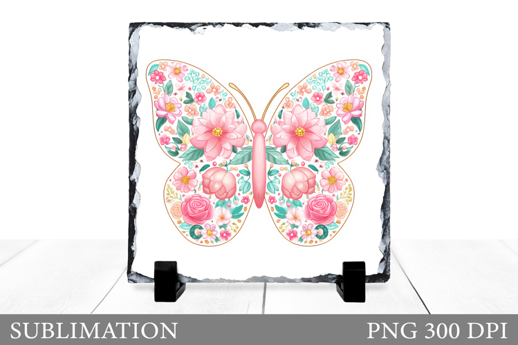 Floral Butterfly Sublimation. Butterfly Slate Design