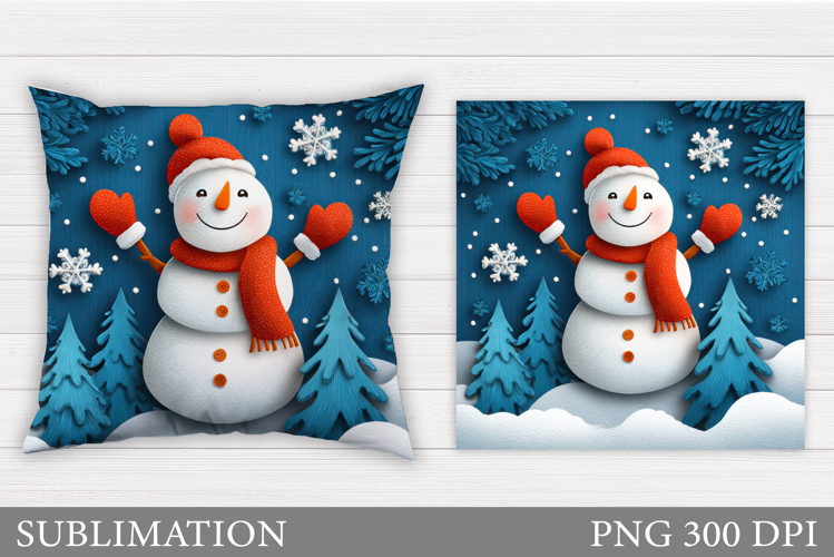 Cute Snowman Pillow Sublimation. Christmas Pillow Design