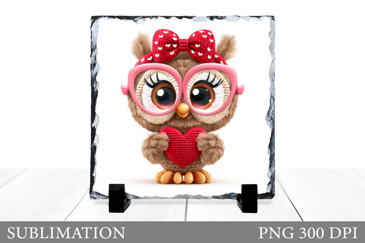 Valentines Owl Sublimation. Valentines Owl Slate Design