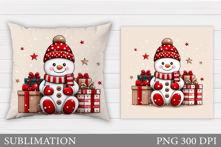 Cute Snowman Pillow Sublimation. Christmas Pillow Design