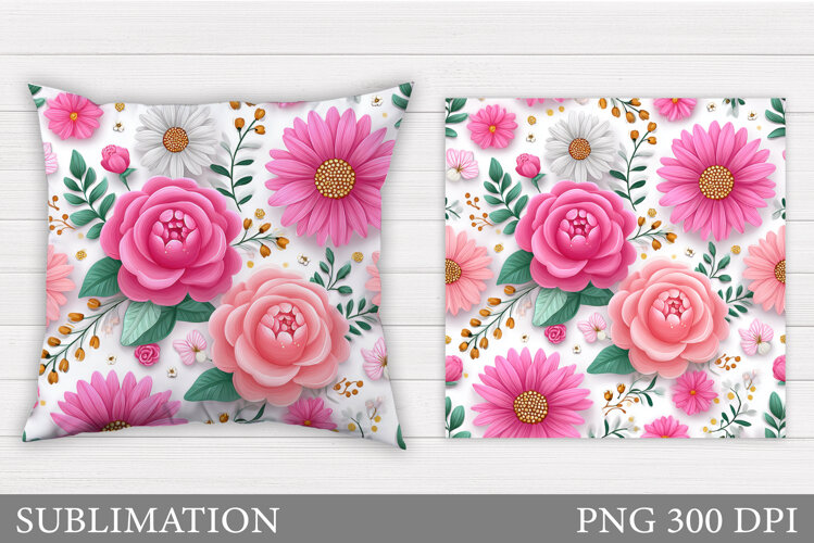 Flowers Pillow Design. Floral Pillow Sublimation example image 1