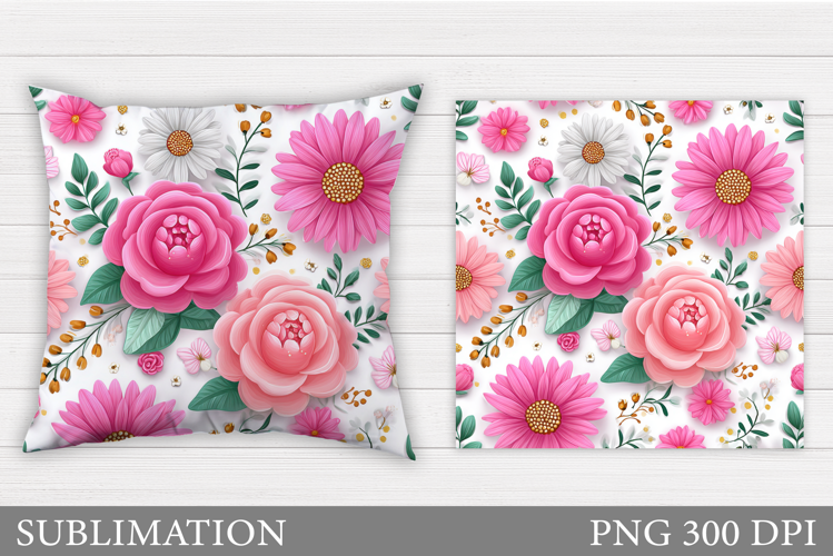 Flowers Pillow Design. Floral Pillow Sublimation