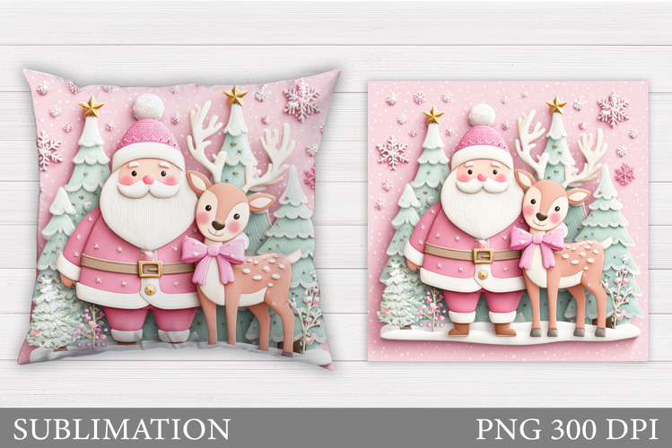 Santa Claus Pillow Design. Christmas Pillow Sublimation
