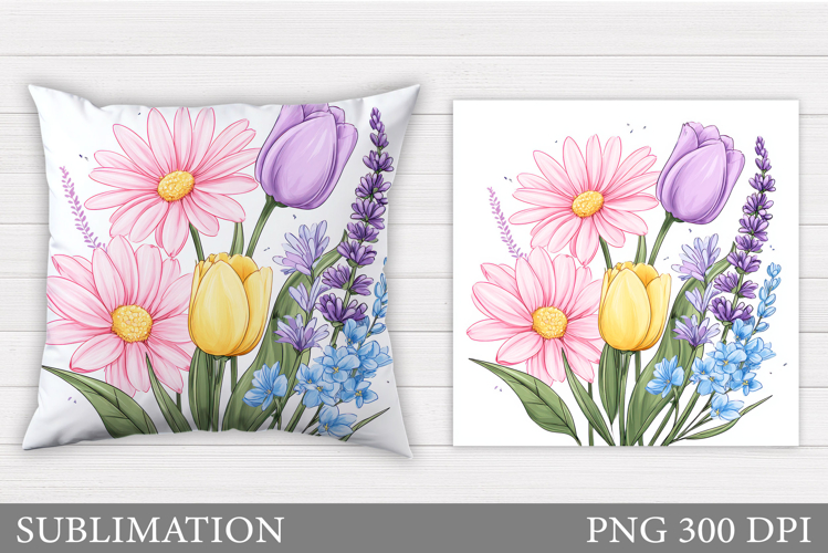 Flowers Pillow Design. Floral Pillow Sublimation