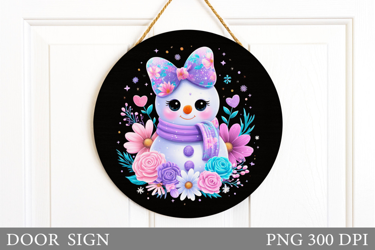 Cute Snowman Door Sign. Christmas Door Sign Sublimation