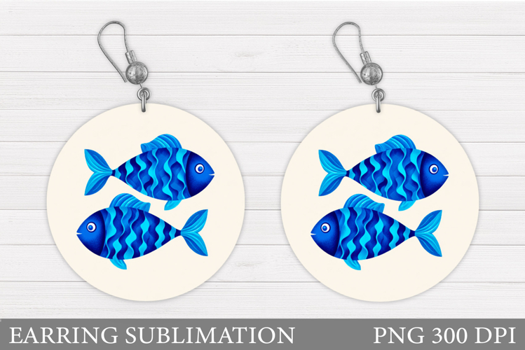 Fish Earring Sublimation. Fish Round Earring Design