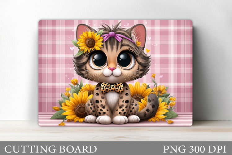 Cute Cat Cutting Board. Cat Flowers Cutting Board Design
