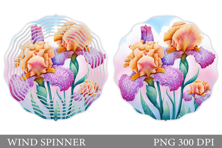Irises Wind Spinner Design. Floral Wind Spinner Sublimation