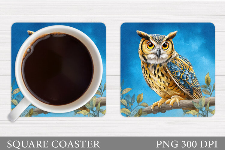 Owl Coaster Design. Owl Sublimation example image 1