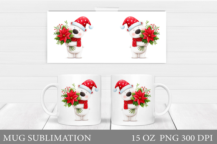 Polar Bear Mug Design. Christmas Mug Sublimation