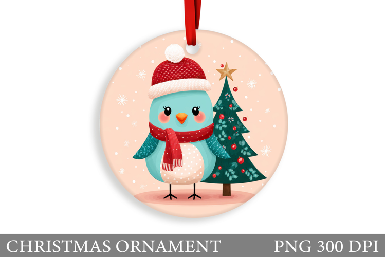Cute Bird Christmas Ornament. Christmas Sublimation