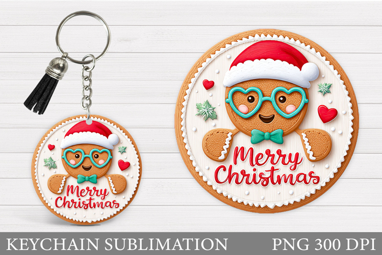 Cute Gingerbread Keychain. Christmas Keychain Sublimation