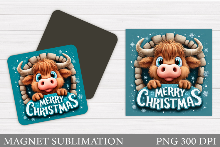 Christmas Cow Magnet. Christmas Magnet Sublimation