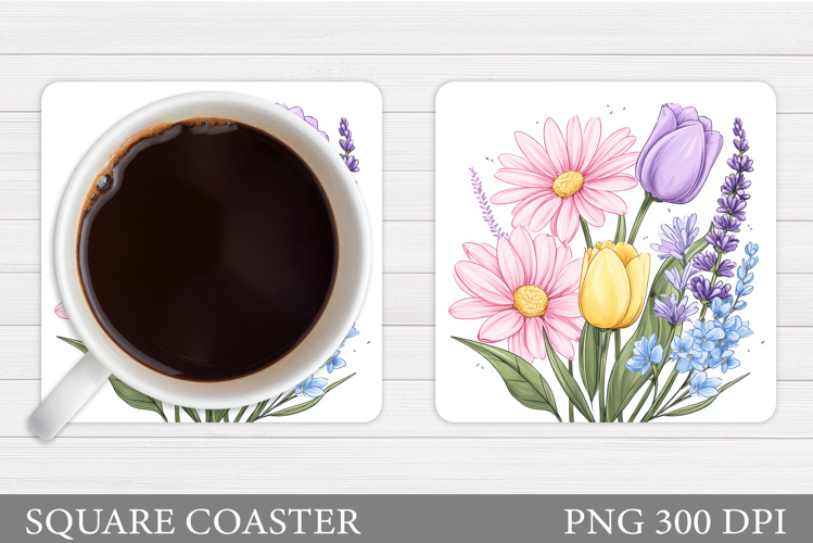Floral Coaster Design. Flowers Coaster Sublimation
