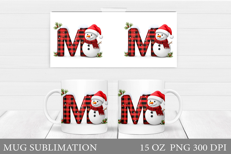 Christmas Letter M Sublimation. Christmas Mug Design