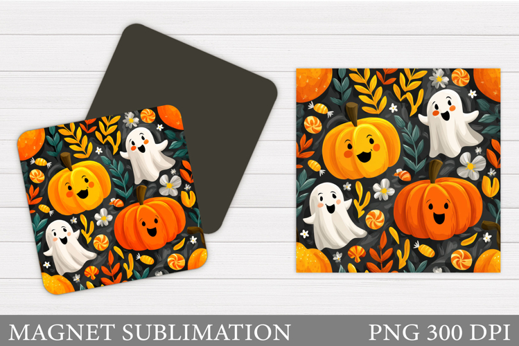 Cute Ghost Magnet Design. Halloween Pumpkin Magnet