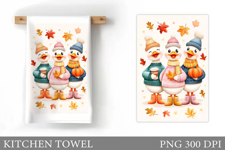 Fall Goose Kitchen Towel. Fall Kitchen Towel Sublimation