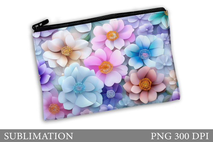 Flowers Makeup Bag Design. Flowers Cosmetics Bag Sublimation