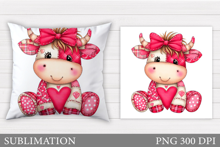 Valentines Cow Pillow. Valentines Pillow Sublimation