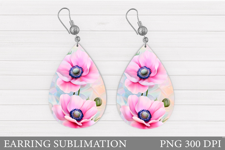 Flowers Earring Sublimation. Flowers Teardrop Earring