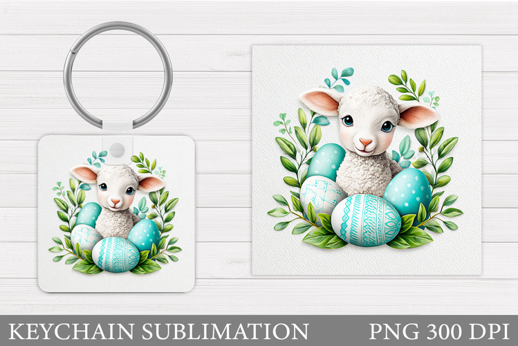 Easter Lamb Keychain Sublimation. Easter Keychain Design