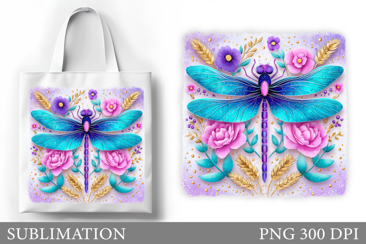 Dragonfly Tote Bag Design. Dragonfly Sublimation