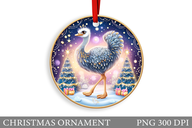 Ostrich Christmas Ornament. Christmas Ostrich Sublimation