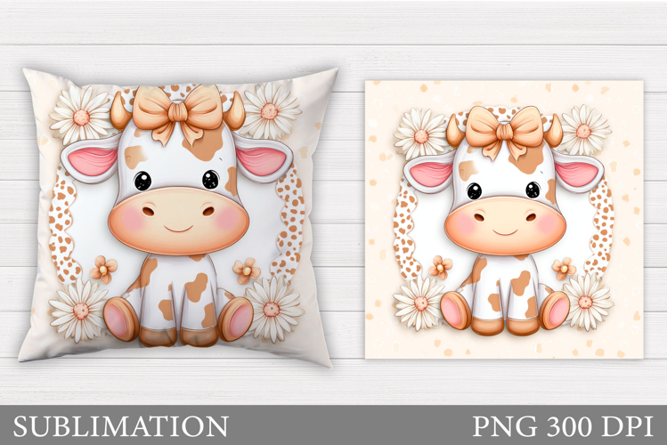Cute Cow Pillow Design. Cute Cow Sublimation