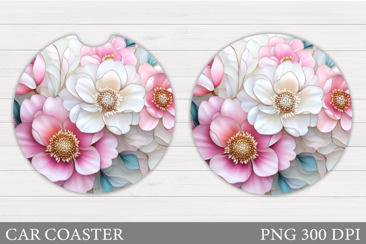 Floral Coaster Design. Flowers Car Coaster Sublimation