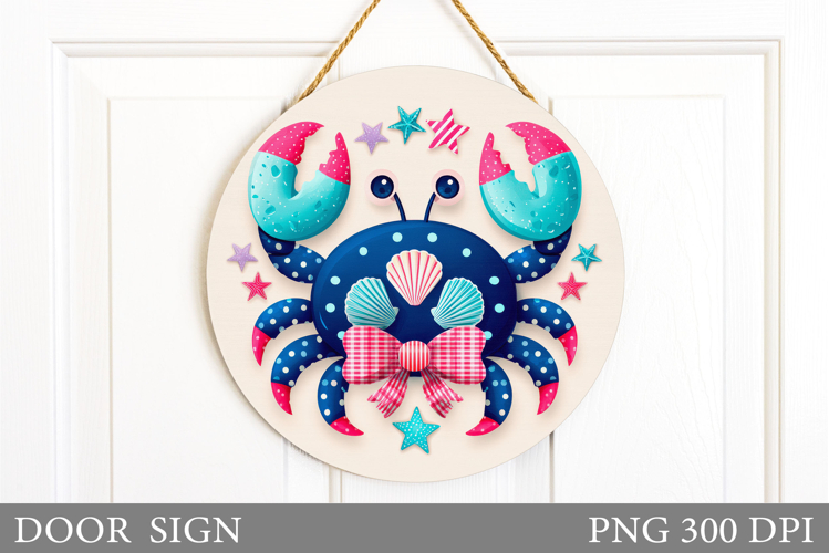 Crab Door Sign Sublimation. Sea Door Sign Design example image 1