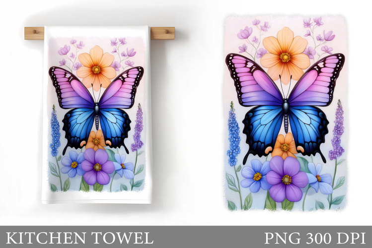Butterfly Kitchen Towel Design. Butterfly Sublimation example image 1
