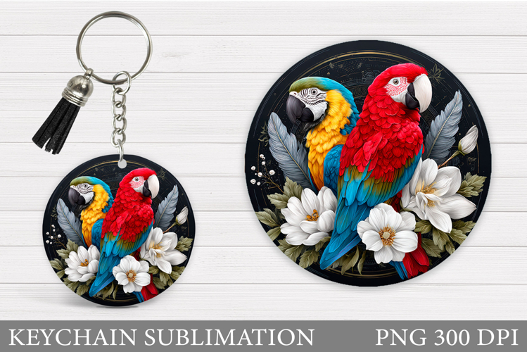 Parrots Keychain Sublimation. Parrots Sublimation example image 1