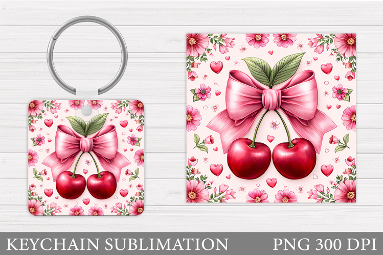 Cherry Keychain Design. Cherries Keychain Sublimation
