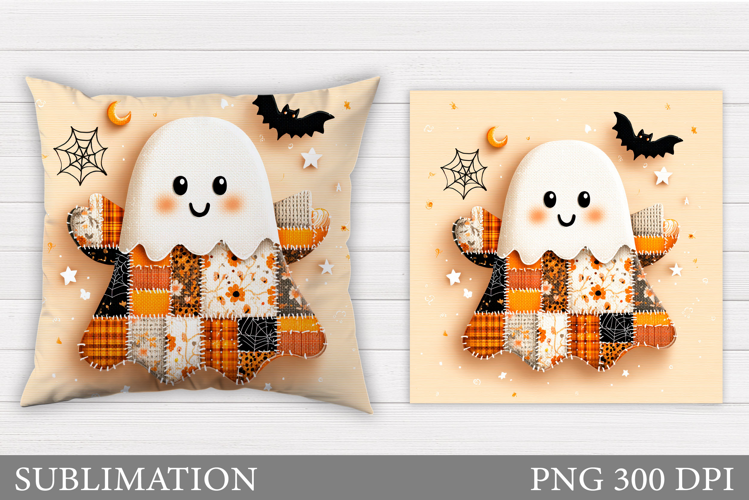 Cute Ghost Pillow Design. Halloween Pillow Sublimation