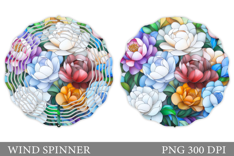 Floral Wind Spinner Sublimation. Flowers Wind Spinner Design example image 1