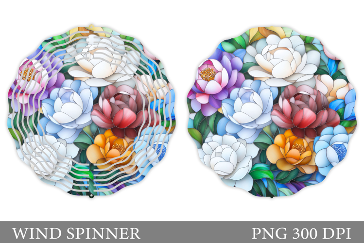 Floral Wind Spinner Sublimation. Flowers Wind Spinner Design