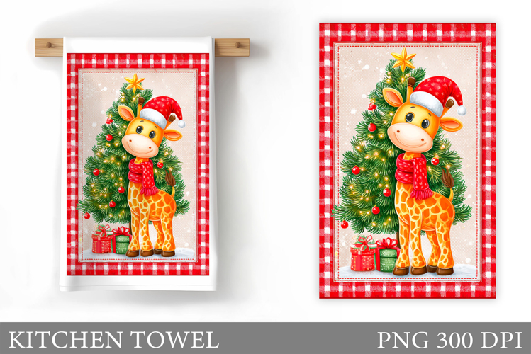 Cute Giraffe Kitchen Towel. Christmas Kitchen Towel Design