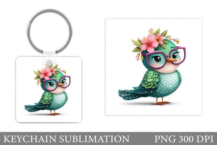 Cute Bird Keychain Design. Cute Bird Sublimation example image 1