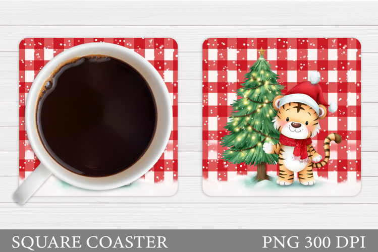 Christmas Tiger Coaster. Christmas Coaster Sublimation