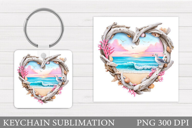 Sea Keychain Sublimation. Beach Keychain Design example image 1